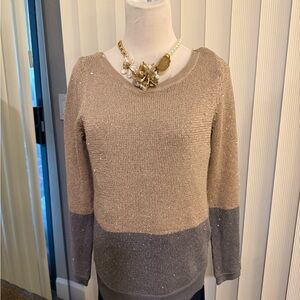 Women's Two-Tone Sweater - Beige and Gray